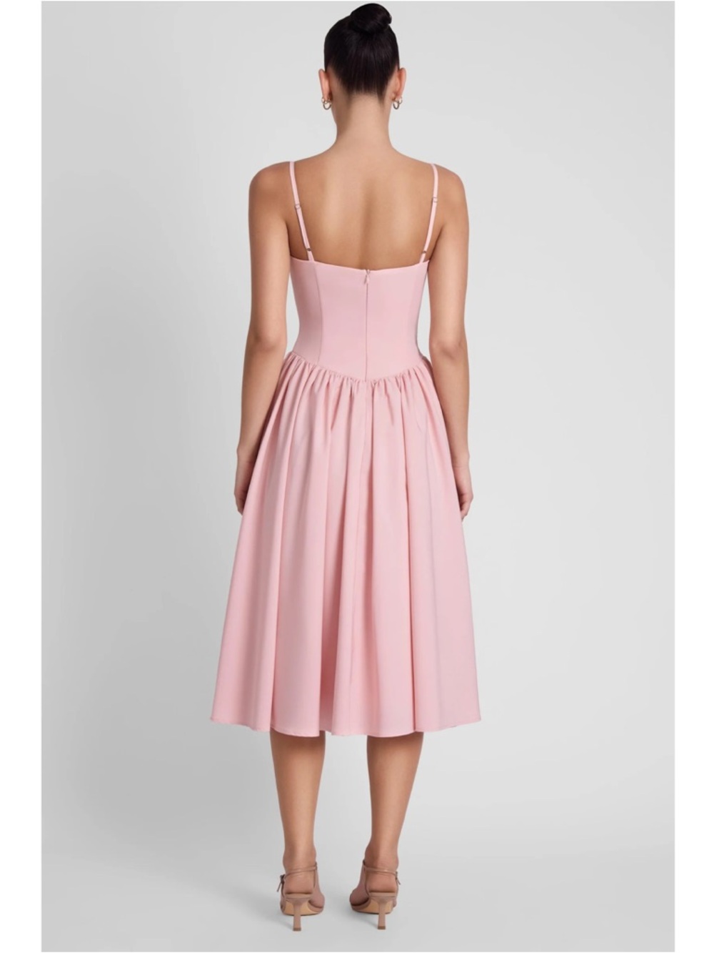 NWT LEAU Blush Pink Midi DRESS w/ Bustier Bodice - Picture 3 of 10